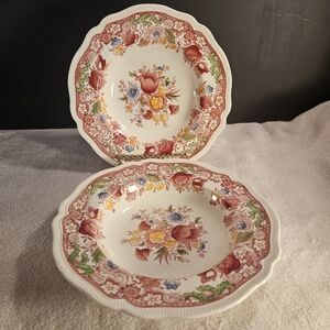 Vintage Johnson Brother* Dorchester England* 2 Salad 8" Bowls" Pink Floral